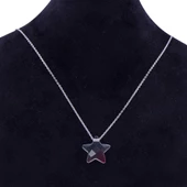 Yeşil Renk Geçişli Yıldızlı 925 Ayar Kadın Gümüş Kolye - 2