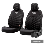 Otom Rsx Sport Koruyucu Oto Koltuk Minderi 2li Set  Siyah-Gri - 1