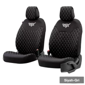 Otom Rsx Sport Koruyucu Oto Koltuk Minderi 2li Set Siyah-Gri - 3