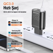 Polham Süper Hızlı 58W 2x PD Type C, 1x USB Girişli Şarj Başlığı, Yüksek Akım Korumalı Şarj Adaptörü - 9