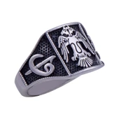 Erkek Çelik Yüzük CR 5001 Çift Başlı Kartal Model - 2