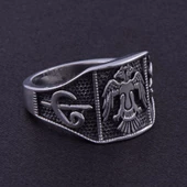 Erkek Çelik Yüzük CR 5001 Çift Başlı Kartal Model - 3