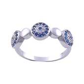 Mavi Taşlı Kadın 925 Ayar Gümüş Yüzük (ZRK 2160) 3 gr - 1