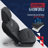 Otom Rsx Diamond Koruyucu Deri Oto Koltuk Minderi  Siyah-Kırmızı - 3