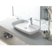 Turkuaz Nova 70x43 cm Batarya Delikli Tezgah Üstü Lavabo - 4