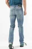 Erkek Dizi Yırtık Regular Fit Jean Pantolon Mavi - 6