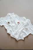 3lü Nakışlı Çıt Çıtlı Kısa Kollu Body Zıbın Model 1 - 6