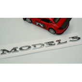 Tesla Model 3 Bagaj 3M 3D Parlak Gümüş Yazı Orjinal Ürün thumbnail 3