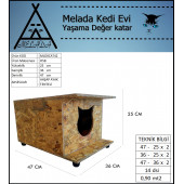 Melada Kedi Evi Dış Ortam Uygun Ahşap Kedi Evi OSB 47x36x25 cm - 3