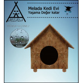 Melada Kedi Evi Dış Ortam Uygun Ahşap Kedi Evi OSB 44X36X32 cm - 3