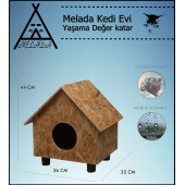 Melada Kedi Evi Dış Ortam Uygun Ahşap Kedi Evi OSB 44X36X32 cm - 4