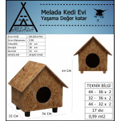 Melada Kedi Evi Dış Ortam Uygun Ahşap Kedi Evi OSB 44X36X32 cm - 5