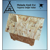 Melada Kedi Evi Dış Ortam Uygun Ahşap Kedi Evi OSB 50x50x35 cm - 3