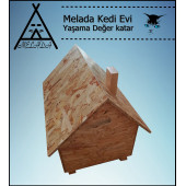 Melada Kedi Evi Dış Ortam Uygun Ahşap Kedi Evi OSB 50x50x35 cm - 5