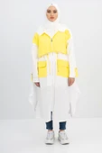 Körüklü Cepli Kapüşonlu Spor Kap - Sarı/Ekru - 1