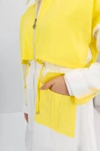 Körüklü Cepli Kapüşonlu Spor Kap - Sarı/Ekru - 8