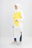 Körüklü Cepli Kapüşonlu Spor Kap - Sarı/Ekru - 5