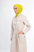 Çıtçıtlı Rivetli Trençkot - Taş - 4