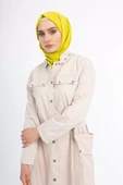Çıtçıtlı Rivetli Trençkot - Taş - 5