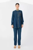 PANTOLON TUNİK LİKRALI İKİLİ TENCEL KOT TAKIM - Kot Bej Tint - 1