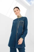 PANTOLON TUNİK LİKRALI İKİLİ TENCEL KOT TAKIM - Kot Bej Tint - 6