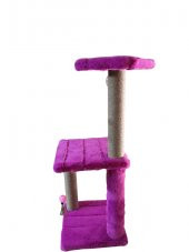 OKYA PETSHOP ÜÇ KATLI KEDİ TIRMALAMA TAHTASI -82 CM  FUŞYA - 1
