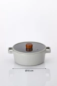 Fika Alüminyum Döküm Tencere Gri Cam Kapaklı 18cm - 4