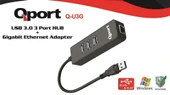 QPORT Q-U3G USB 3.0 ÇOKLAYICI/GIGABIT ADAPTÖR - 1