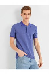 Slim Fit Desenli Polo Yaka Tişört - 1
