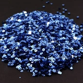 SÜSLEME PULU ORTASI DELİK GLİTTER TAKI VE TEKSTİL DİKİLEBİLİR SÜSLEME PULU 3 MM İNDİGO MAVİ 100 GR - 2