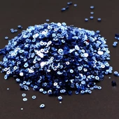 SÜSLEME PULU ORTASI DELİK GLİTTER TAKI VE TEKSTİL DİKİLEBİLİR SÜSLEME PULU 3 MM İNDİGO MAVİ 100 GR - 3