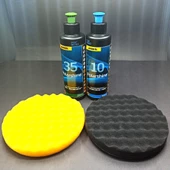 PASTA CİLA SETİ EPOKSİ PARLATMA POLİSAJ SETİ 250 ML  250 ML  YUMUŞAK SİYAH PED ORTA SERTLİK SARI PED - 1
