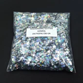 GLİTTER  EPOKSİ SÜSLEME PULU HOLOGRAMLI NAİL ART MAKYAJ ALTIGEN SİM GÜMÜŞ 100 GR thumbnail 1