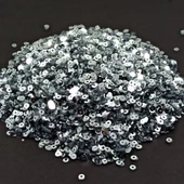 SÜSLEME PULU ORTASI DELİK GLİTTER TAKI VE TEKSTİL DİKİLEBİLİR SÜSLEME PULU 3 MM GÜMÜŞ 100 GR - 2