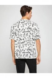 Oversize Tişört Slogan Baskılı Cep Detaylı thumbnail 4