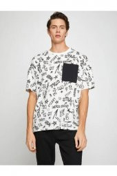 Oversize Tişört Slogan Baskılı Cep Detaylı thumbnail 5