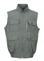 Yakalı Ve Beli Lastikli Kumaş Yelek Gri renk thumbnail 1