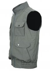 Yakalı Ve Beli Lastikli Kumaş Yelek Gri renk thumbnail 2