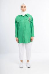TAŞLI TUNİK GÖMLEK - Benetton Yeşil - 1