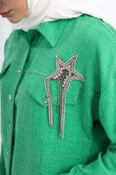 TAŞLI TUNİK GÖMLEK - Benetton Yeşil - 8