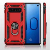 Samsung Galaxy S10 Uyumlu Kılıf Military Armour Yüzüklü Standlı Koruyucu Kapak - 3
