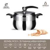Amboss Amber Klasik Düdüklü Tencere - Paslanmaz Çelik İndüksiyon Tabanlı Siyah Kulp - 8 lt 22 cm - 3