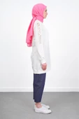 İPEKSİ İKİ İPLİK SWEATSHIRT KOLU PUL VE ZİNCİR İŞLEMELİ - Ekru - 4