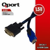 QPORT Q-HDV DVI TO HDMI 24+1 CONVERTER ÇEVİRİCİ KABLO 1.5MT - 1