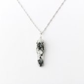 Rutilli Kuvars Doğal Taş Kolye Ucu 3x1 cm, Gümüş Zincir - 1