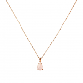 Pembe Kuvars Doğal Taş Gümüş Kolye, Gümüş Sarı Zincir - 2