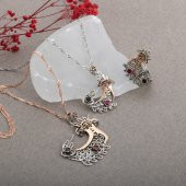 Şahmeran Telkari Doğal Taş Gümüş Kolye thumbnail 3