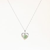 Aventurin Doğal Taş Kalpli Kolye, Gümüş Zincir thumbnail 1