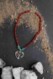 Akik Firuze Yaşam Ağacı Doğal Taş Kolye - 2