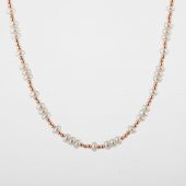 İnci-Hematit Doğal Taş Gümüş Kolye - 1